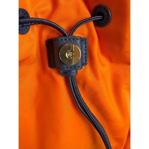 TORY BURCH Dena dark blue orange nylon drawstring flap backpack main image 16